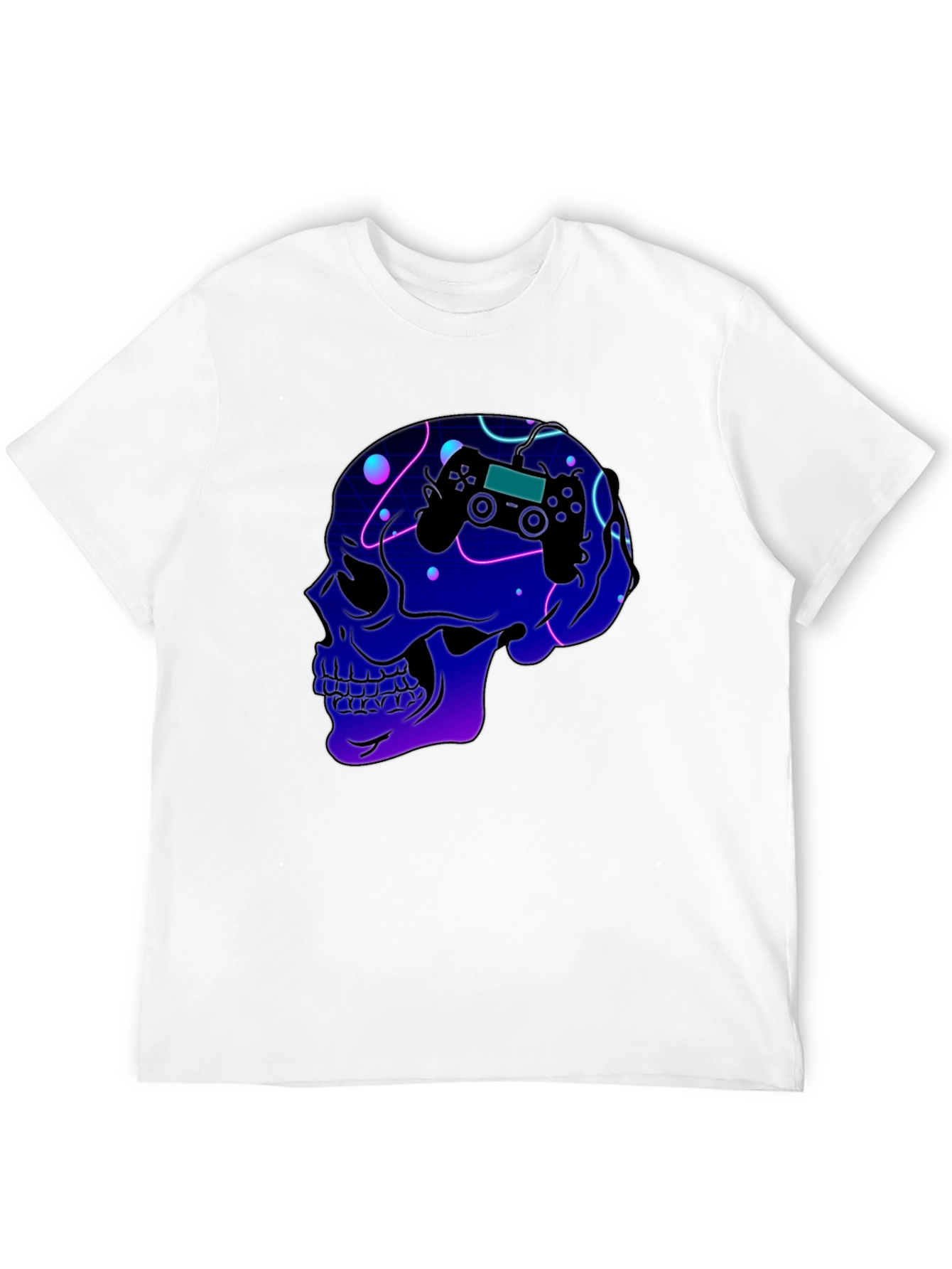 Gaming Skull T-Shirt - Neon Controller Design