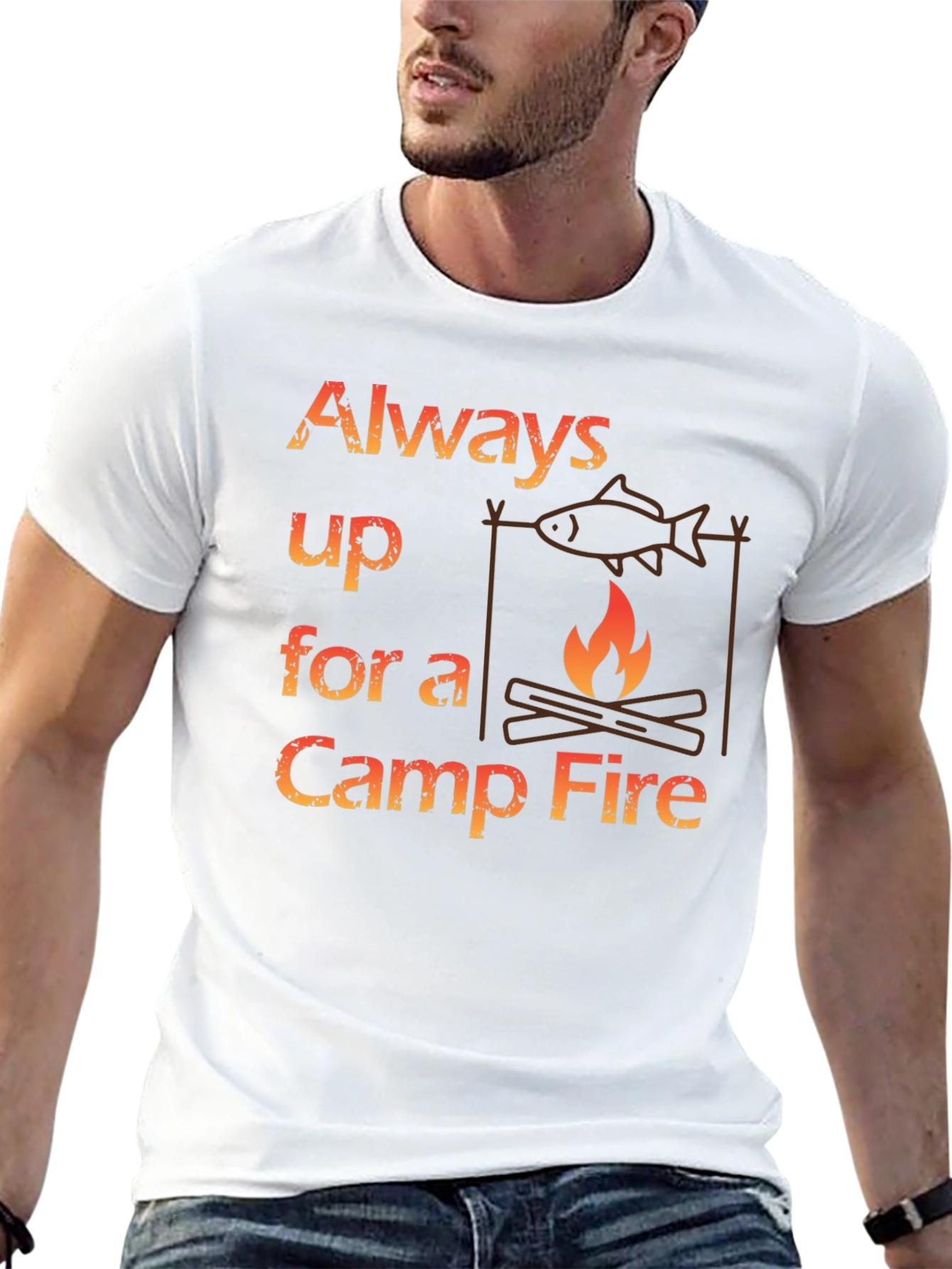 Always Up For a Camp Fire Graphic T-Shirt