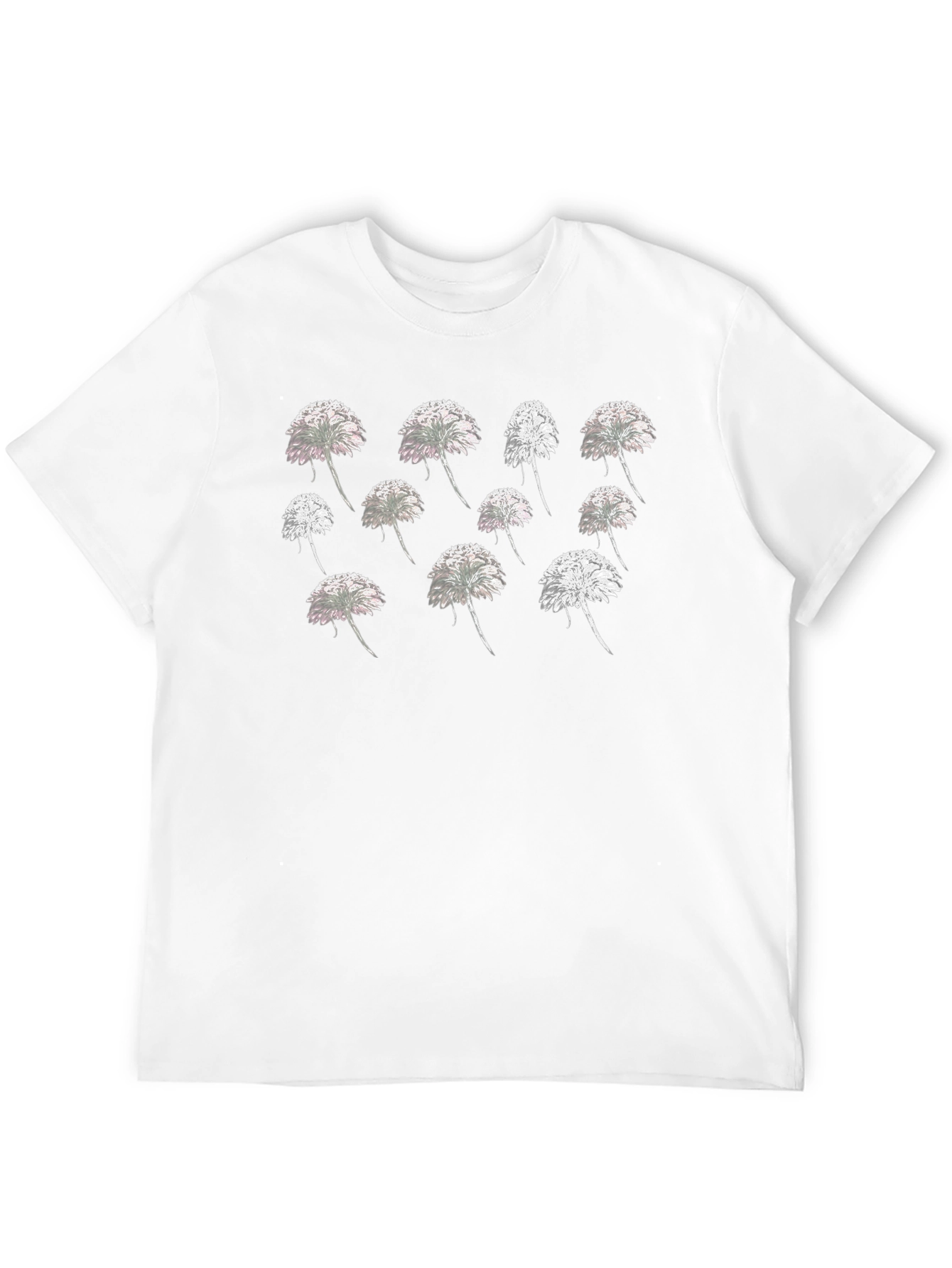 Dandelion Print Crew Neck T-Shirt - Black