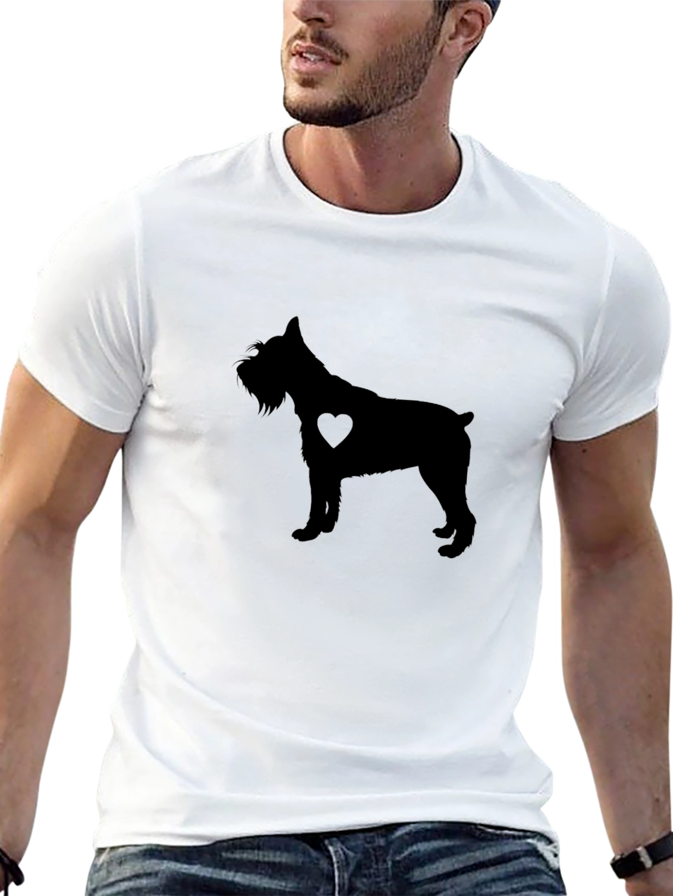 Dog Lover Tee: Schnauzer Silhouette Heart T-Shirt
