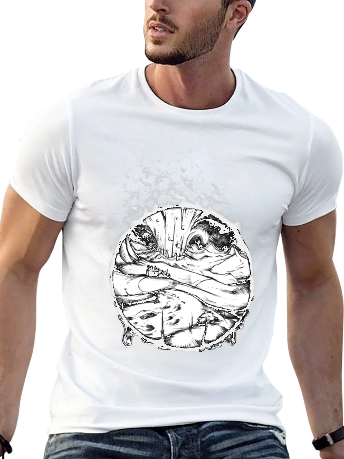 Mummy Head Graphic Print Mens T-Shirt