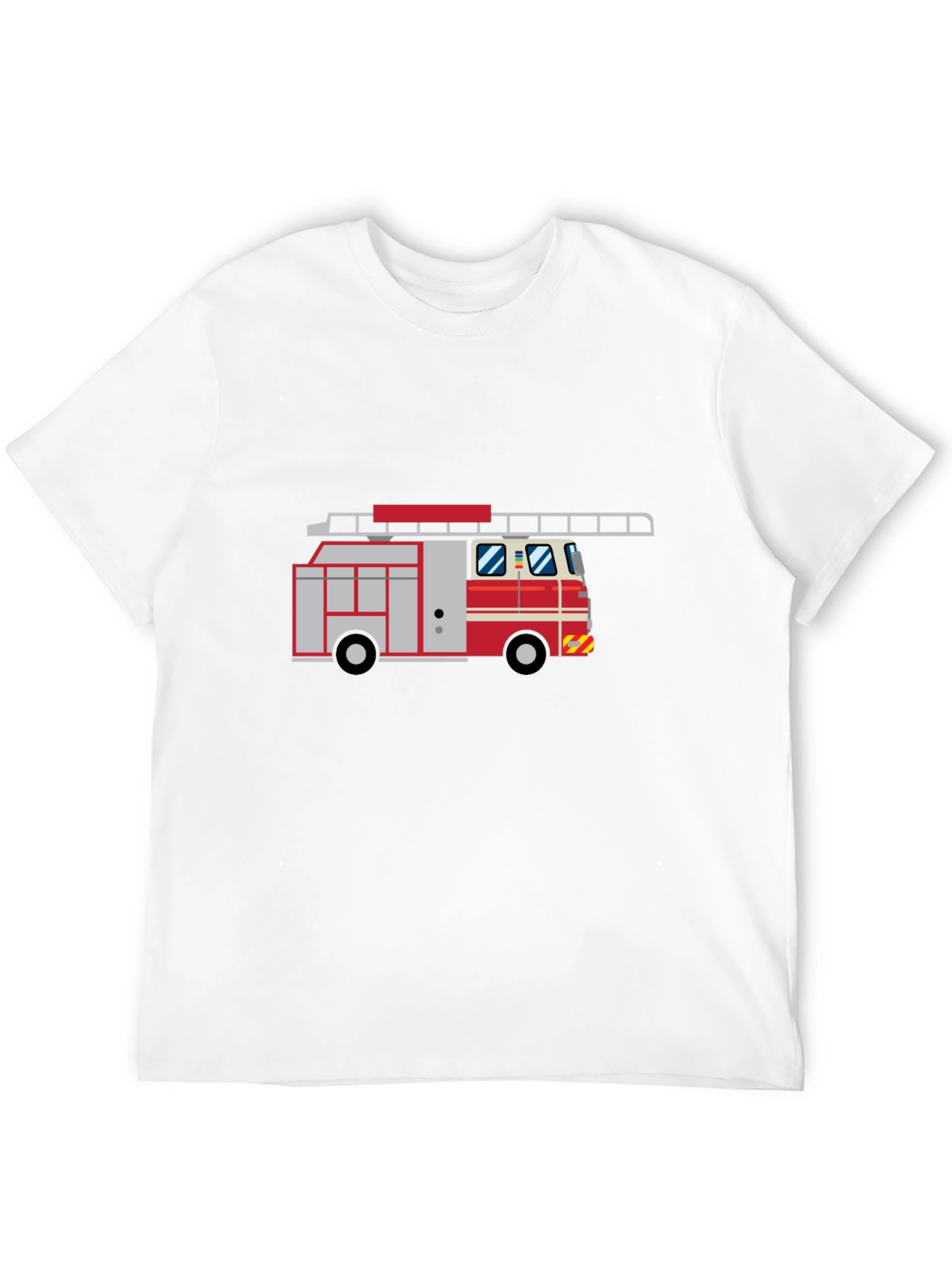 Fire Truck Graphic Tee - Black Cotton T-Shirt