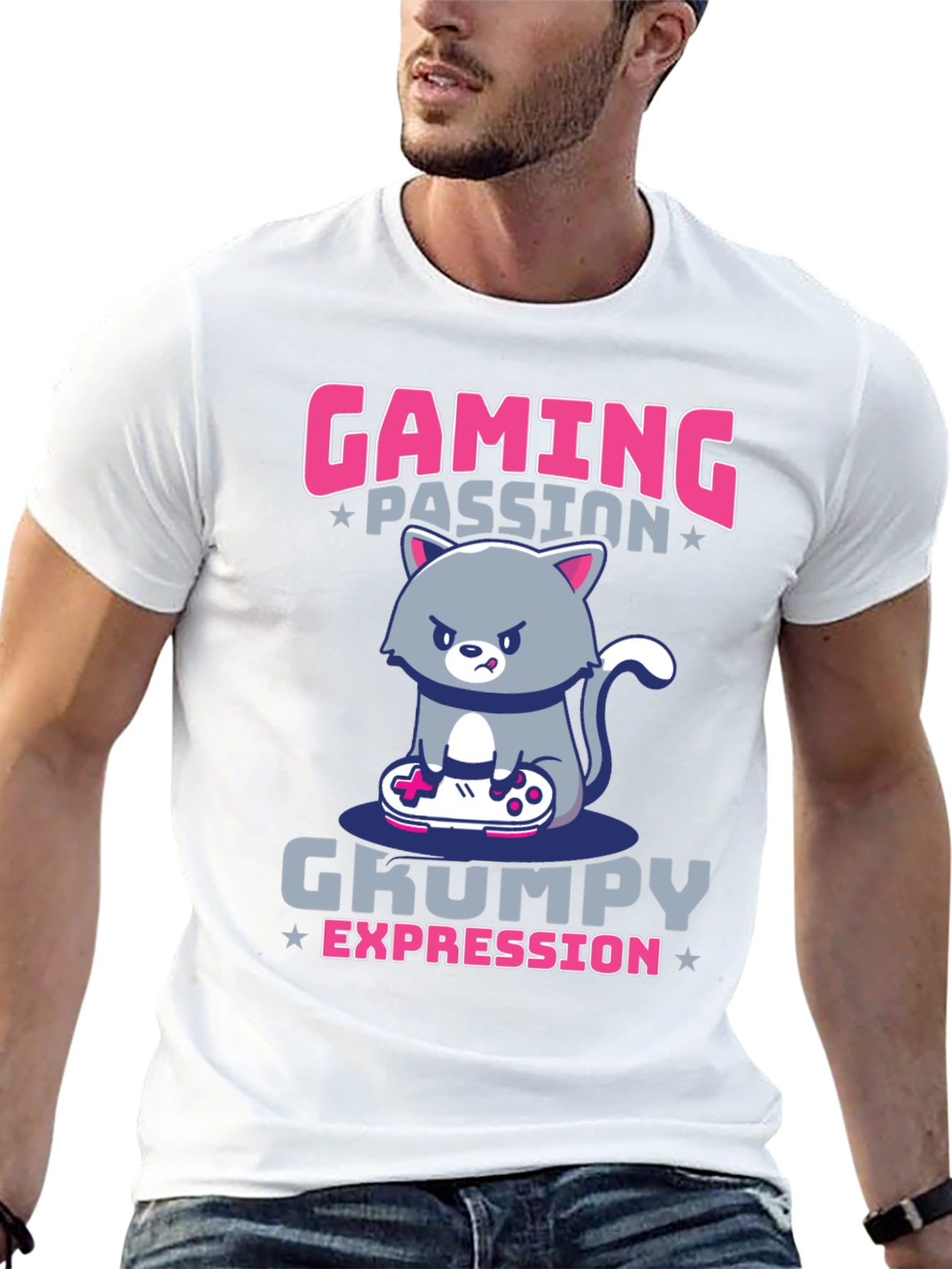 Gaming Passion Grumpy Expression T-Shirt
