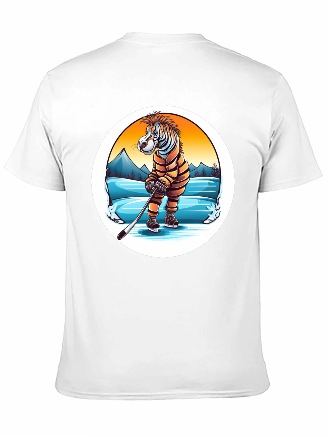 Zebra Hockey Player Graphic Tee