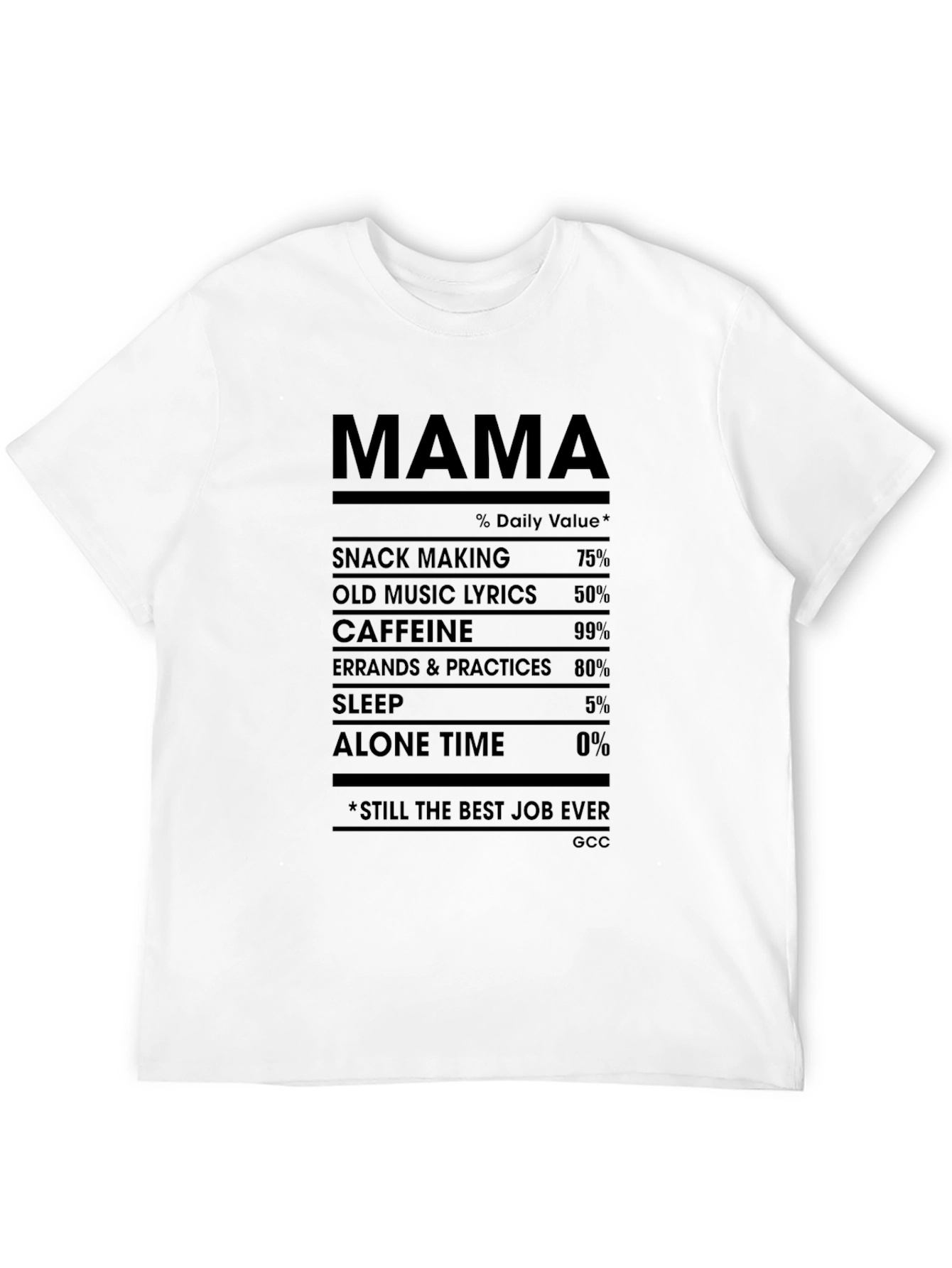 Mama Nutritional Facts Black T-Shirt