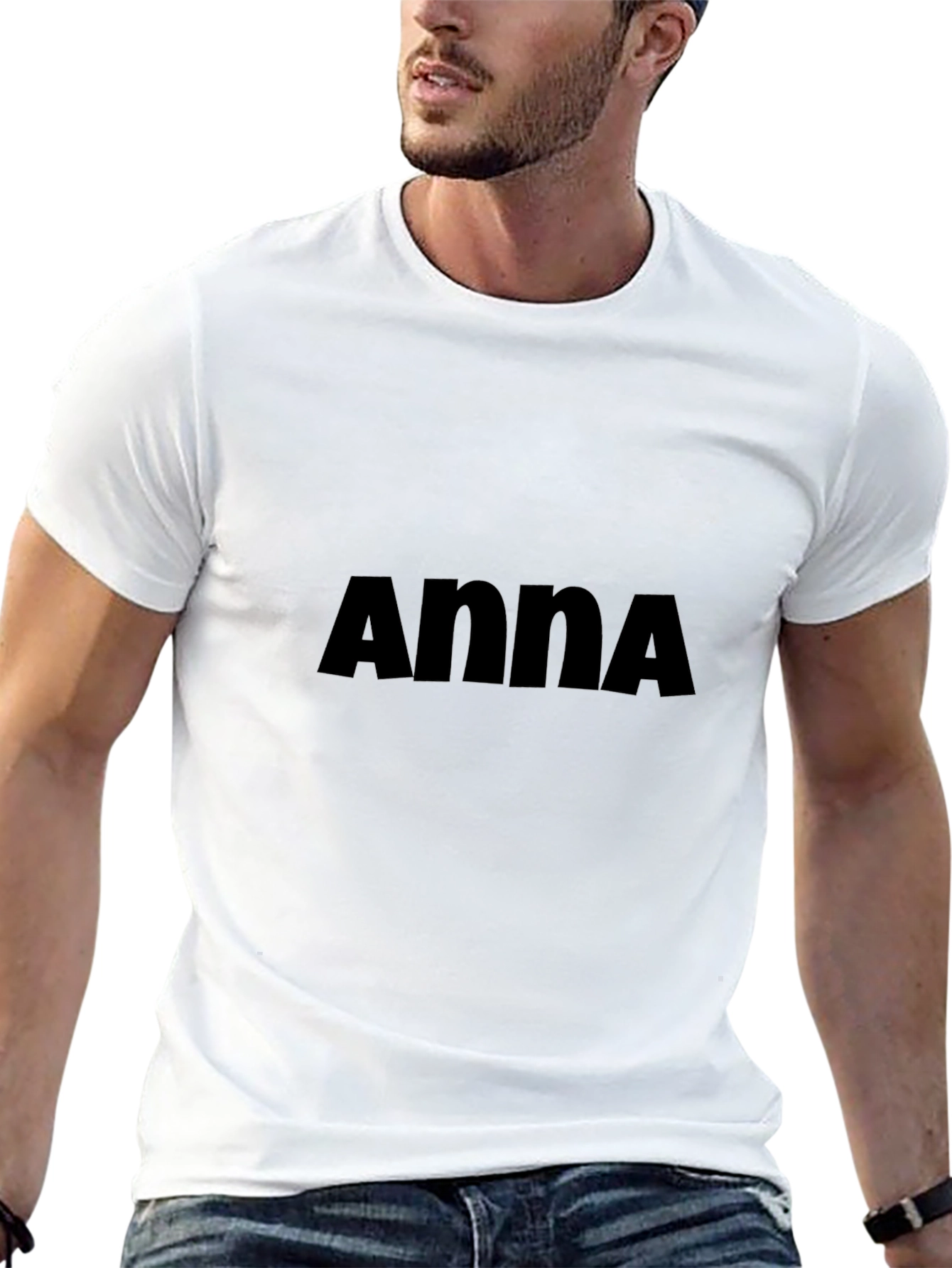 Anna Graphic Tee - Solid Black Crew Neck T-Shirt