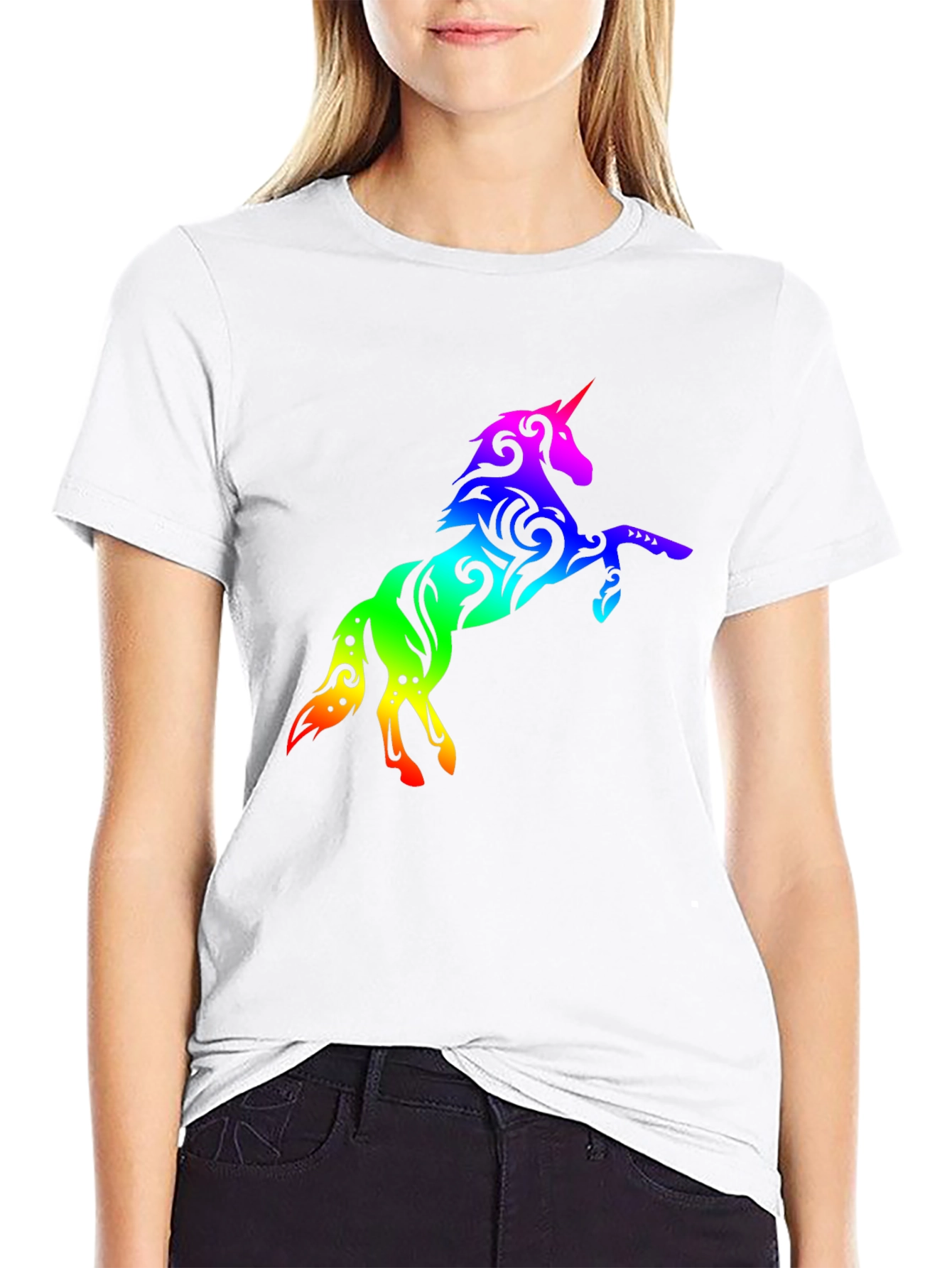Rainbow Unicorn Graphic Tee - Black