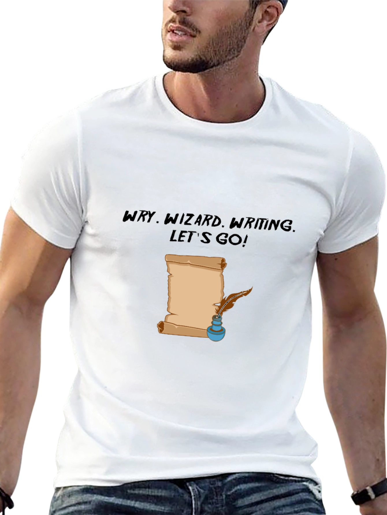 Wry Wizard Writing T-Shirt