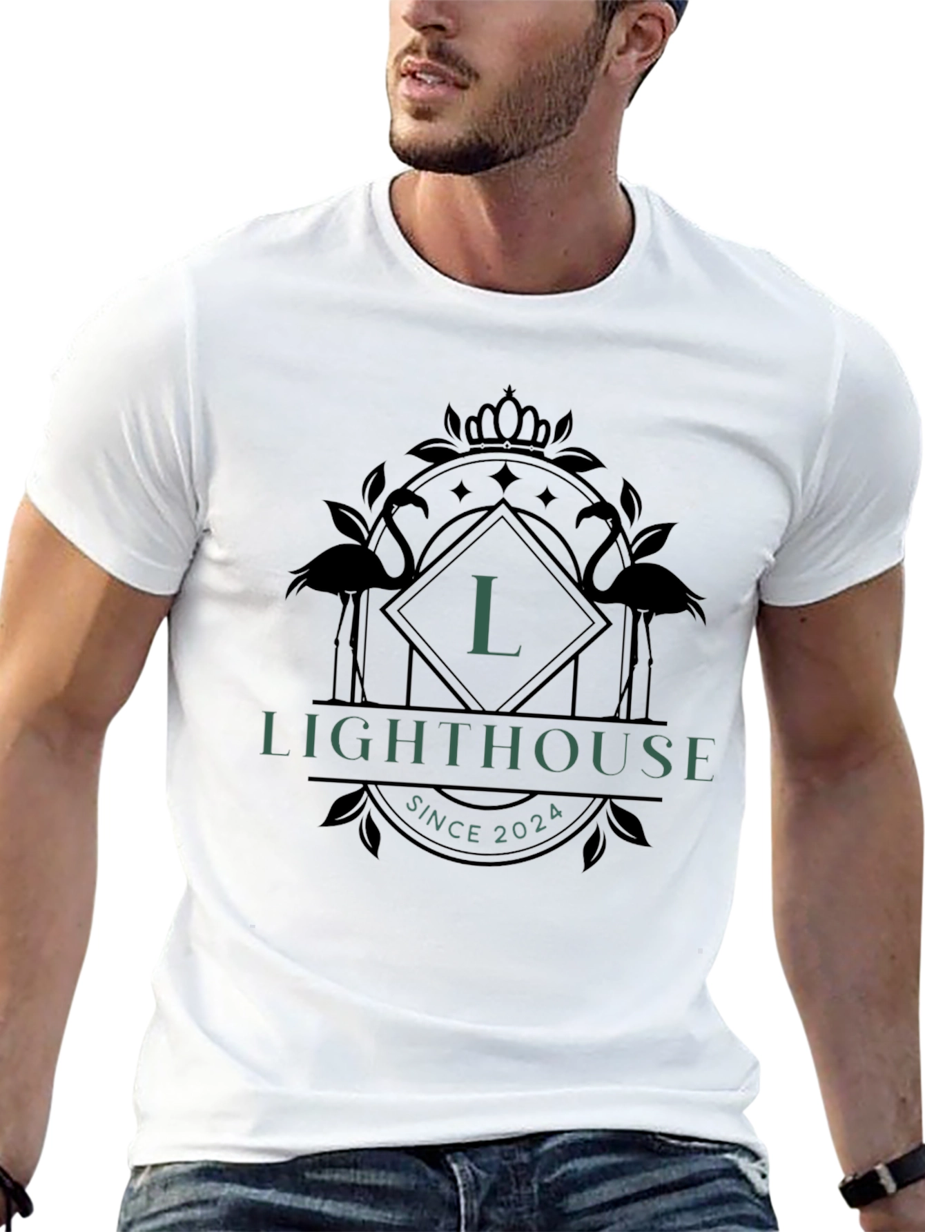 Lighthouse Design Black T-Shirt