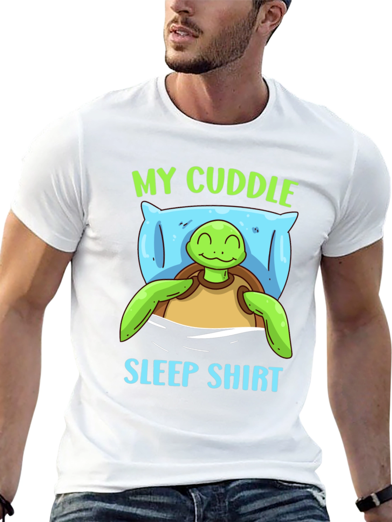 Cute Turtle My Cuddle Sleep Shirt Black Tee