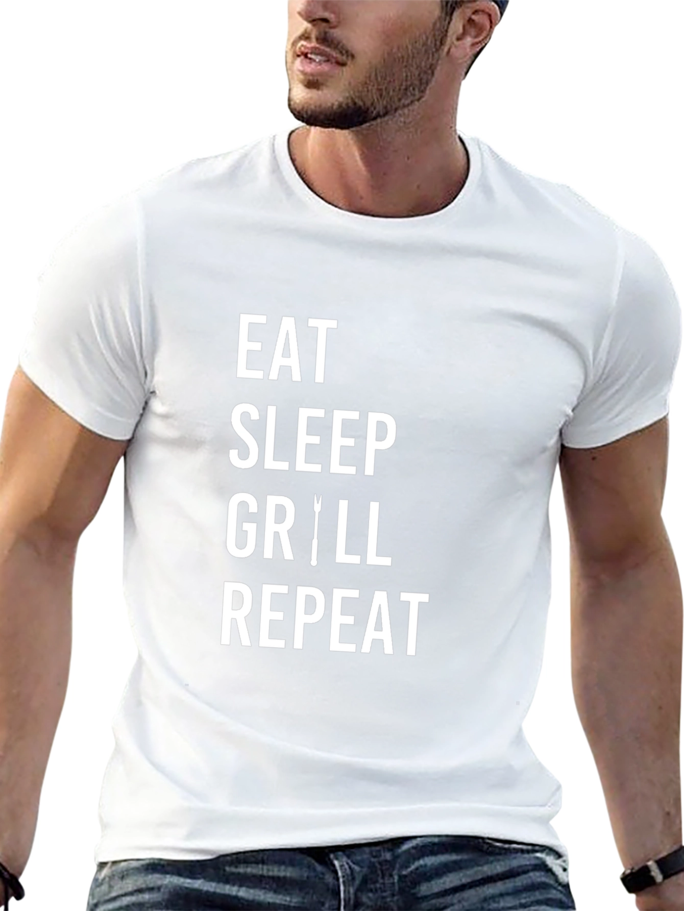 Eat Sleep Grill Repeat Mens Black T-Shirt