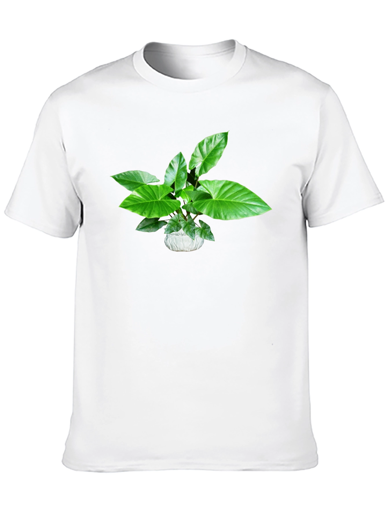 Green Plant Graphic Black T-Shirt