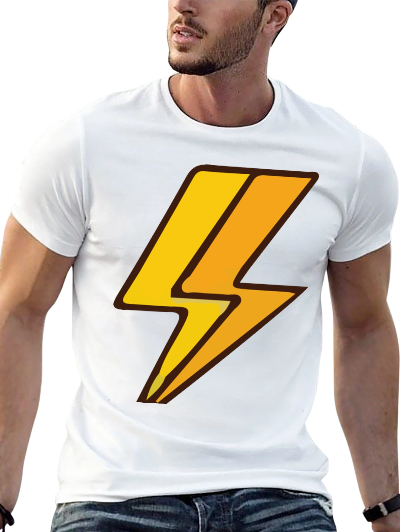 Lightning Bolt Graphic Tee - Black Cotton T-Shirt