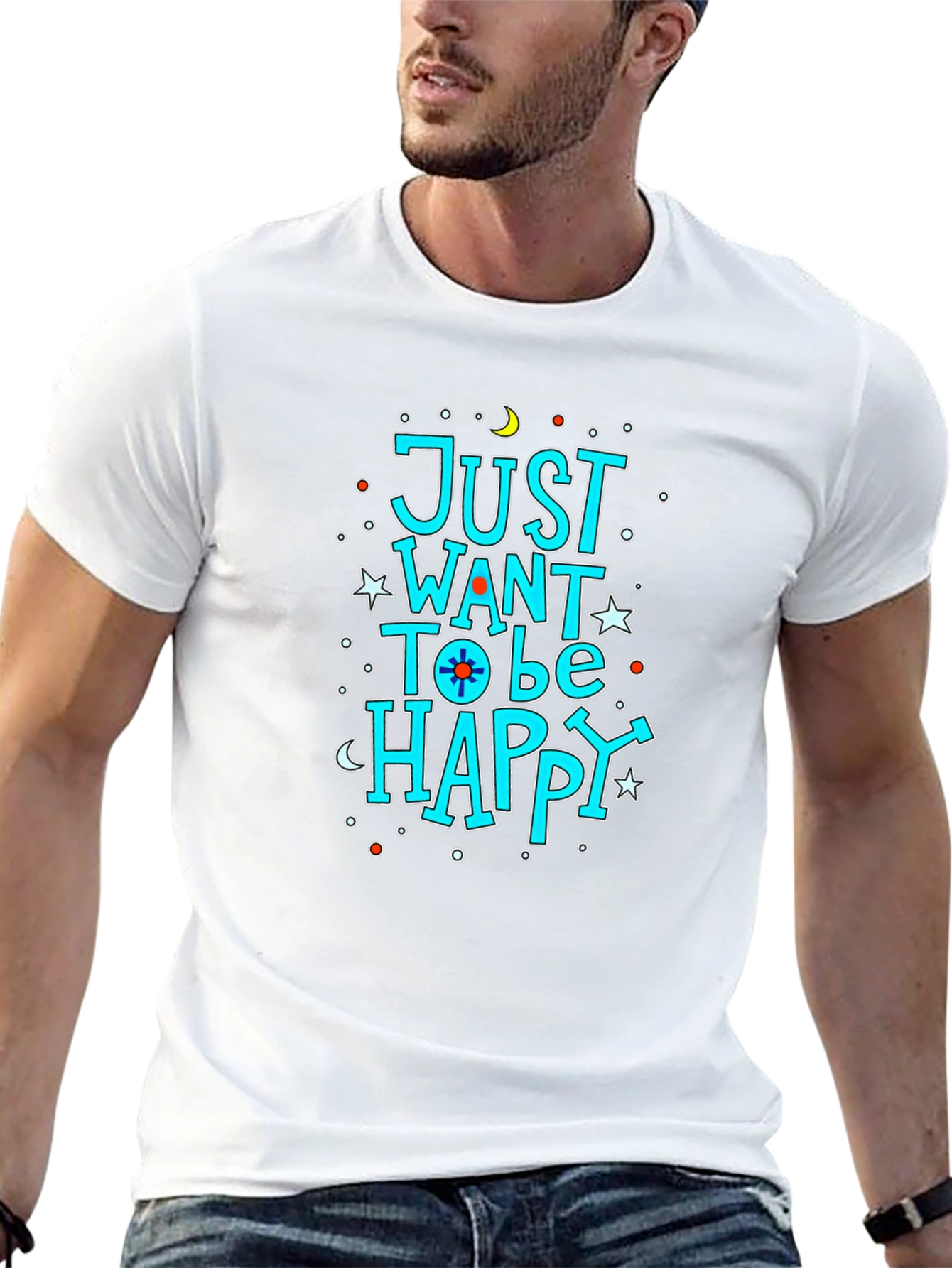 Just Want to be Happy Graphic T-Shirt - Black