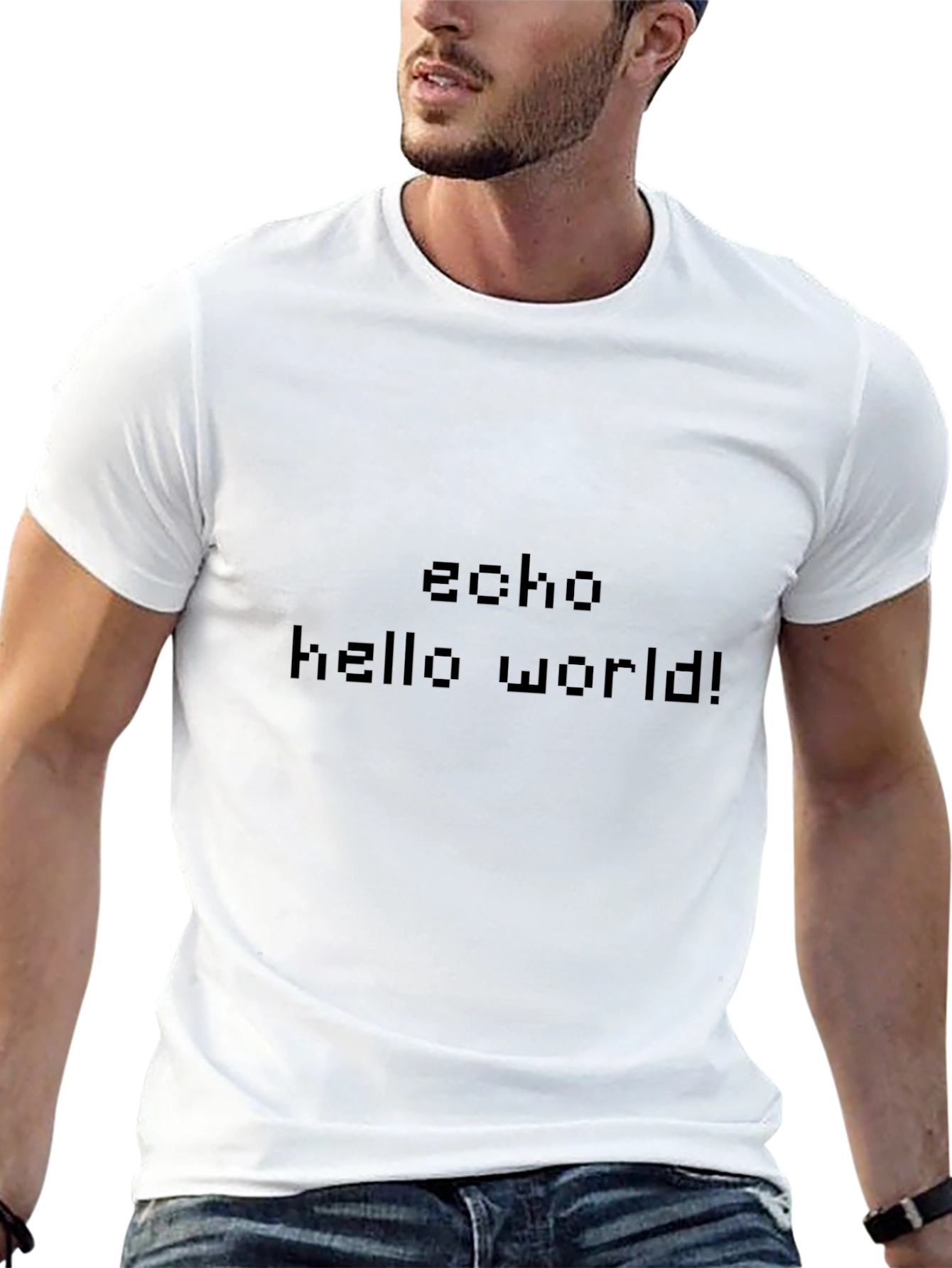 Echo Hello World Black T-Shirt Programmer Coder