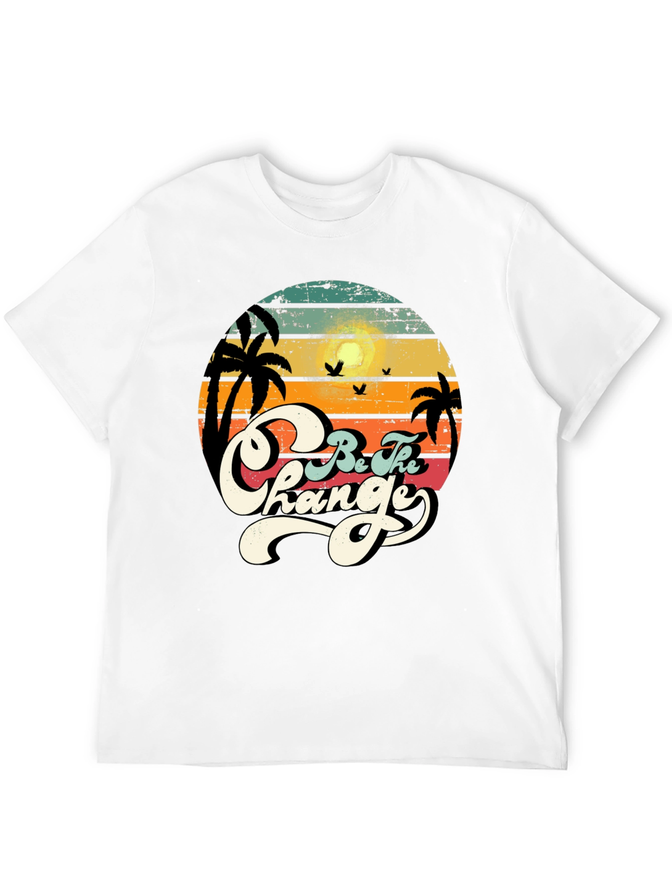 Retro Sunset Be The Change Graphic T-Shirt