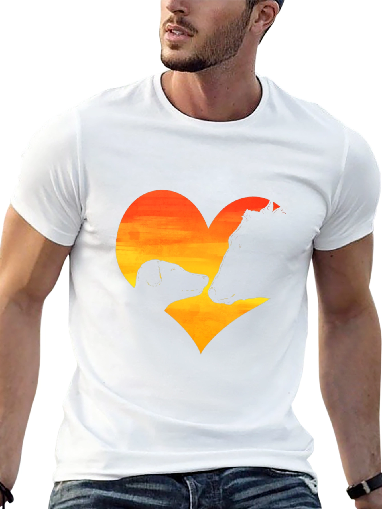 Dog & Cow Heart Graphic Black T-Shirt