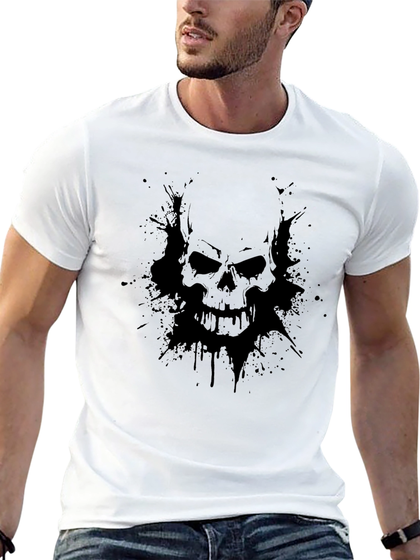 Black Skull Graphic Tee - Edgy Streetwear