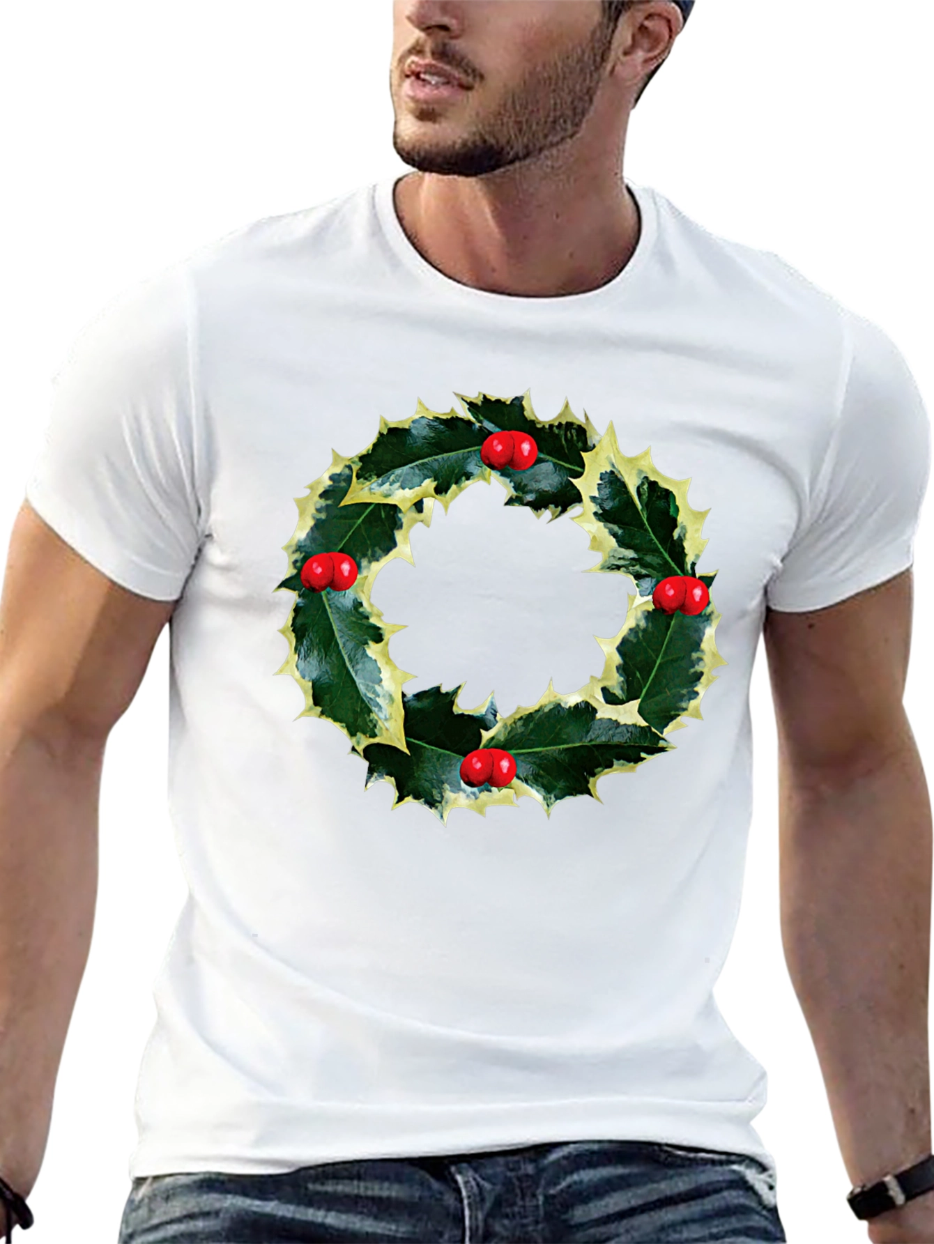 Holiday Holly Wreath Graphic T-Shirt