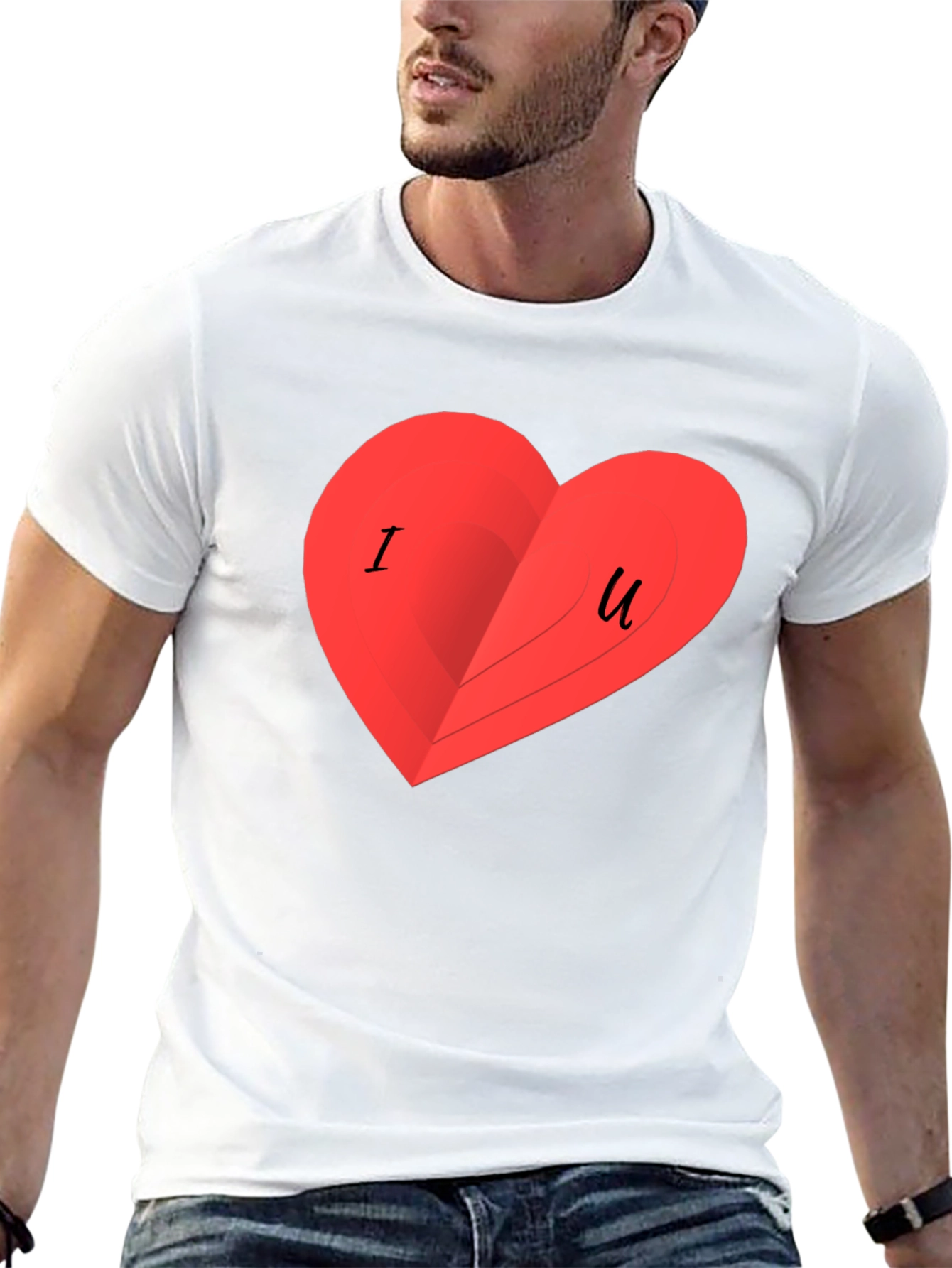 I Love You Heart Graphic Black T-Shirt