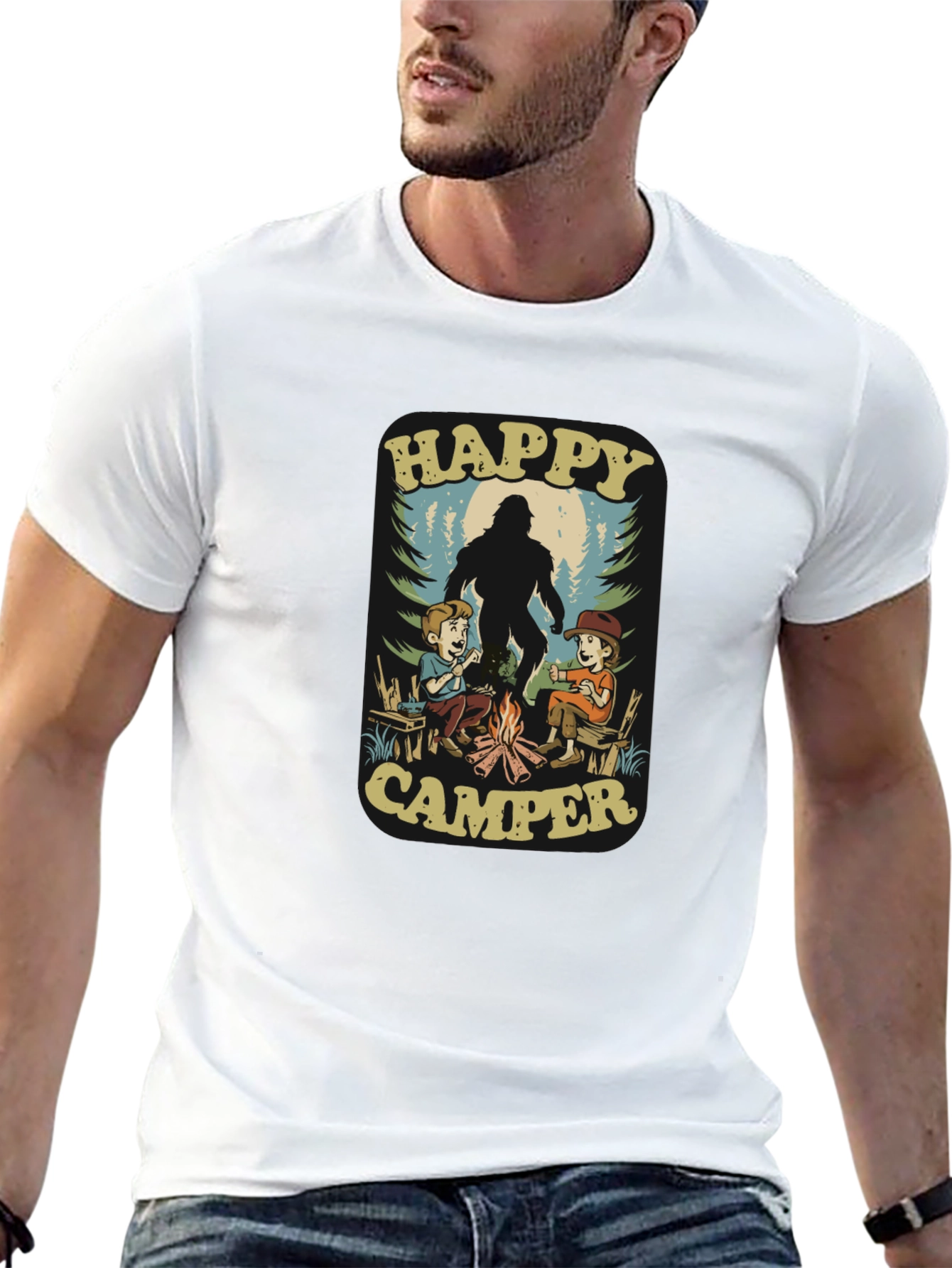Happy Camper Bigfoot T-Shirt - Black