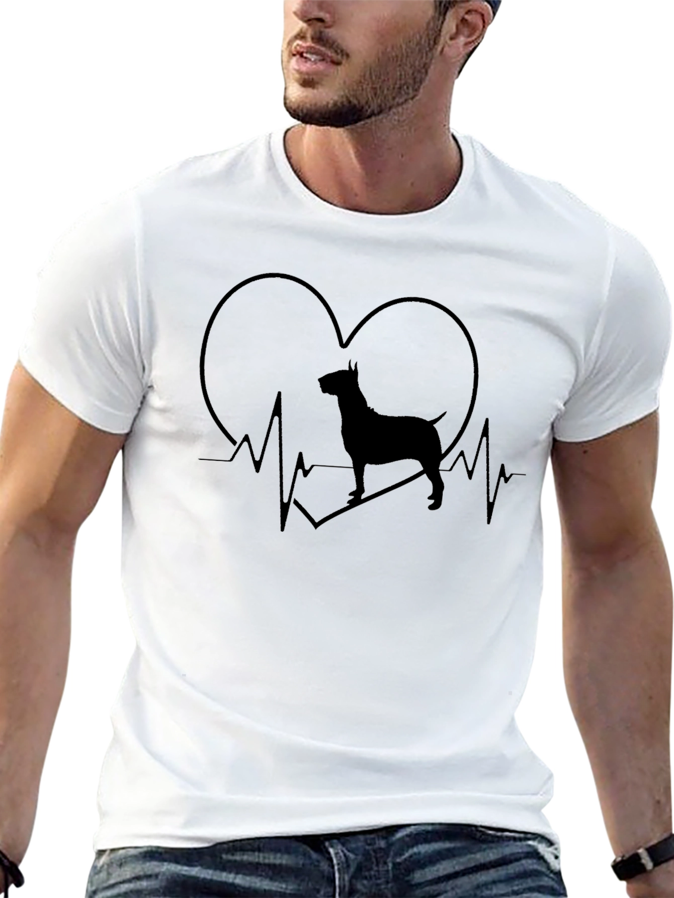Dog Heartbeat T-Shirt - Mens Black Graphic Tee