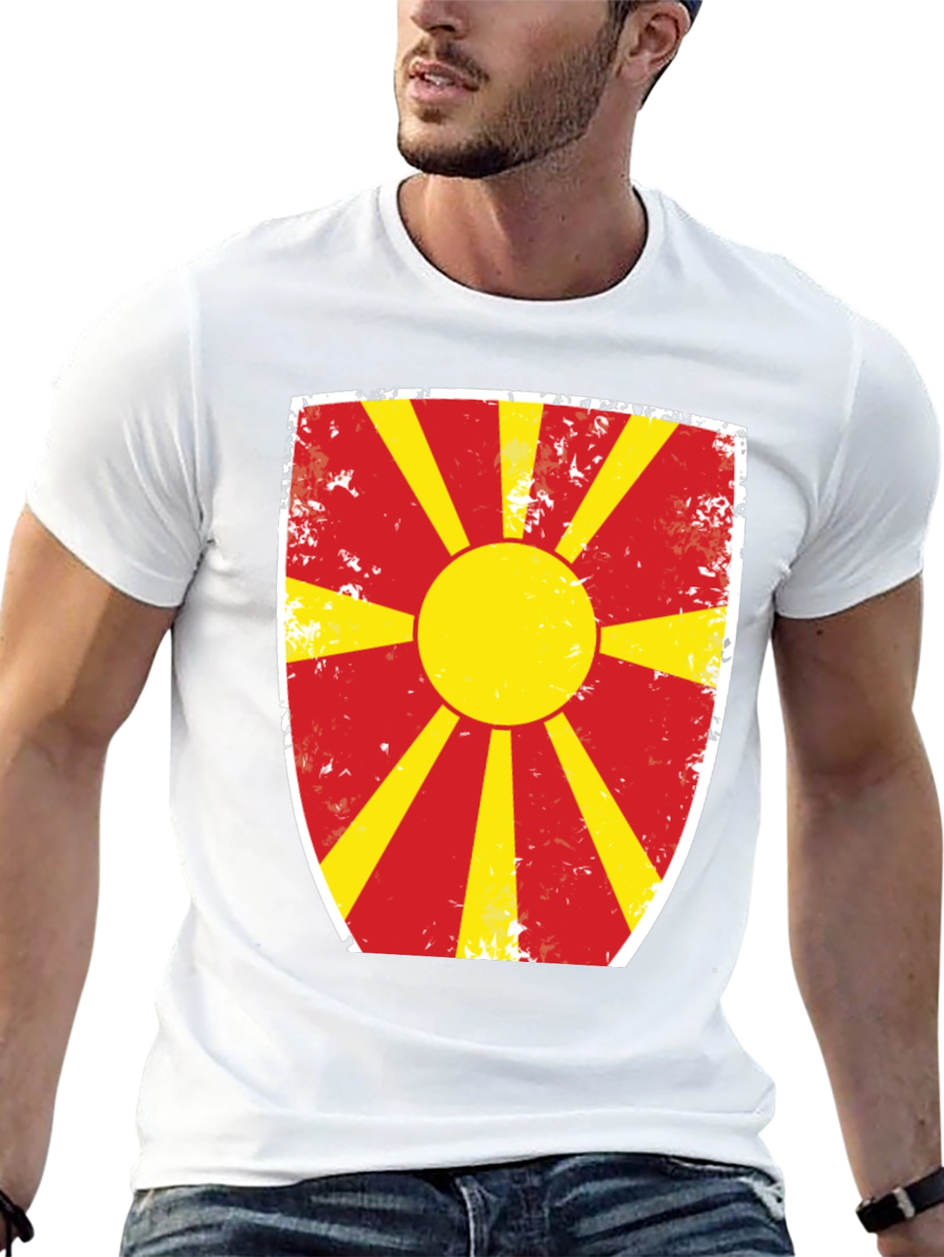 Macedonia Flag Graphic Black T-Shirt
