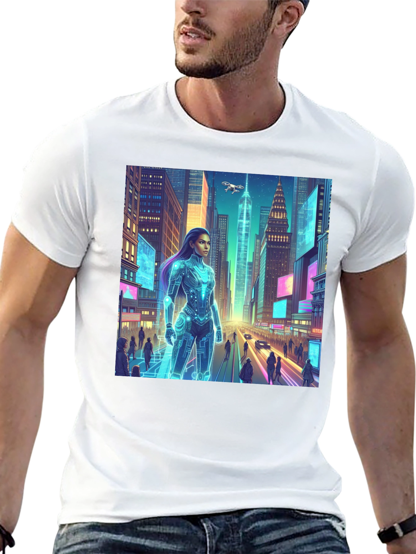 Cyberpunk Cityscape Graphic Tee