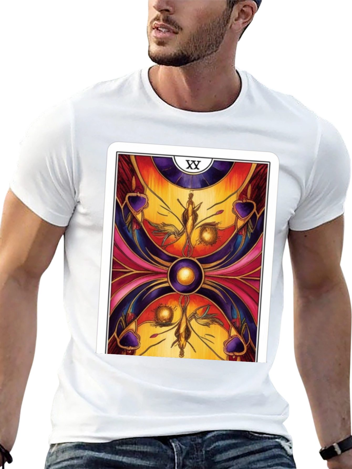 Tarot Card Graphic T-Shirt - Black Cotton Tee