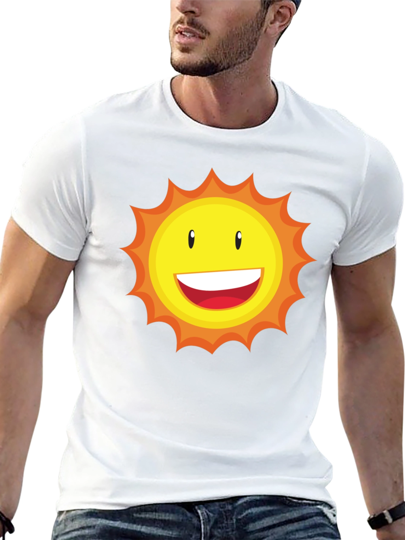Sunny Face Graphic T-Shirt - Black Cotton Blend