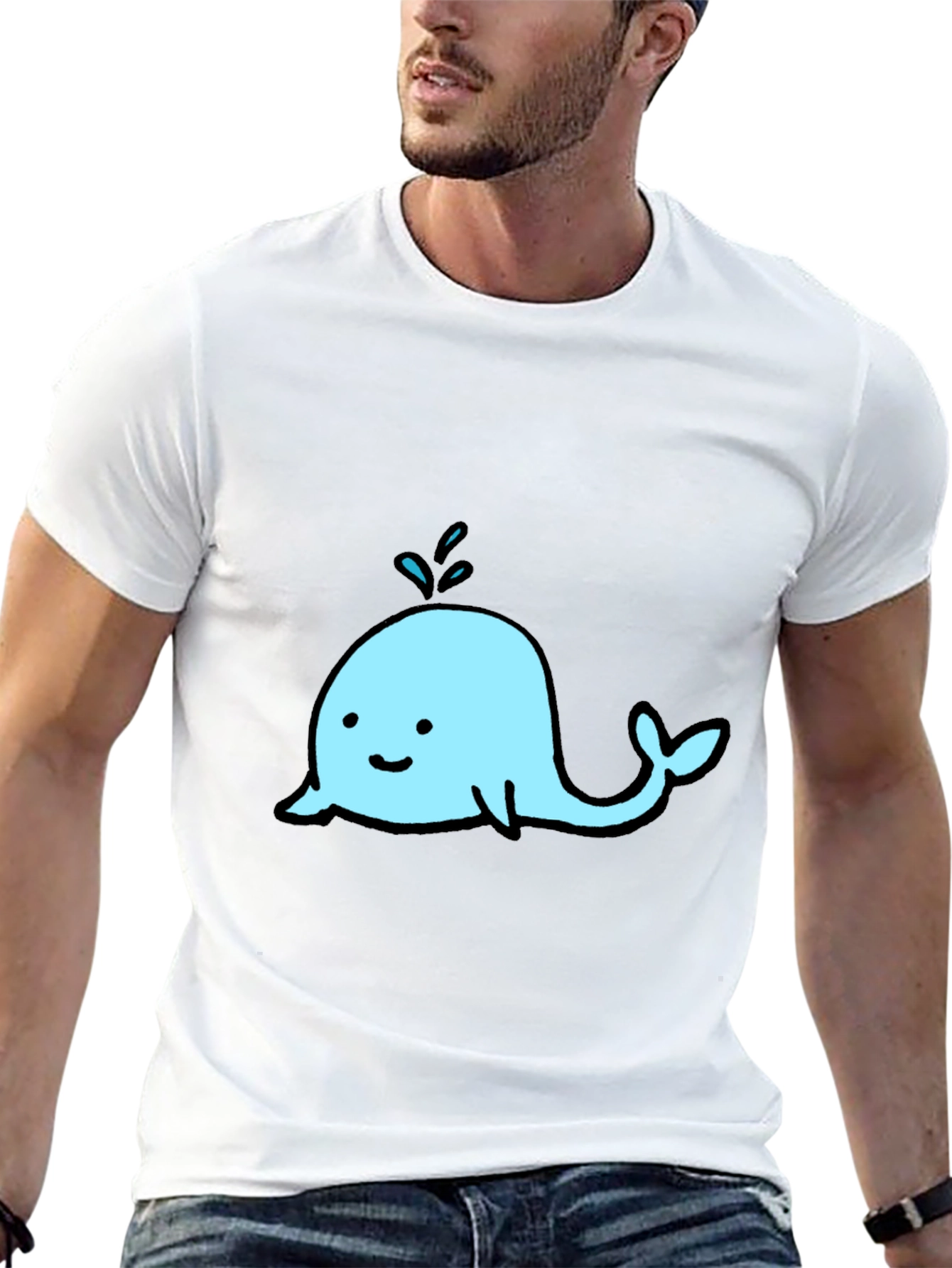 Cute Whale Graphic Black T-Shirt