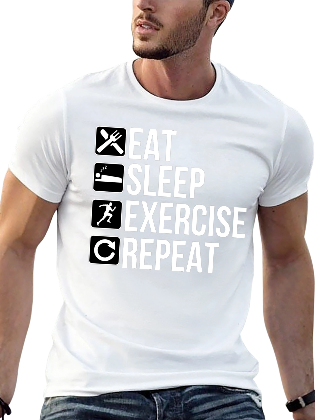 Eat Sleep Exercise Repeat Graphic Tee