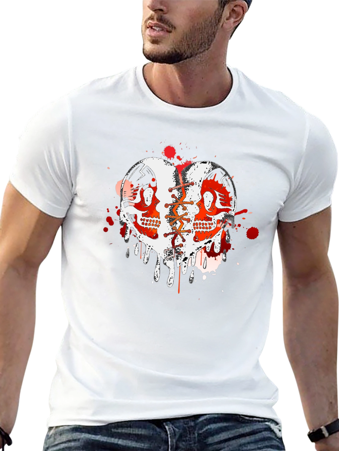 Edgy Skull Heart Graphic Tee
