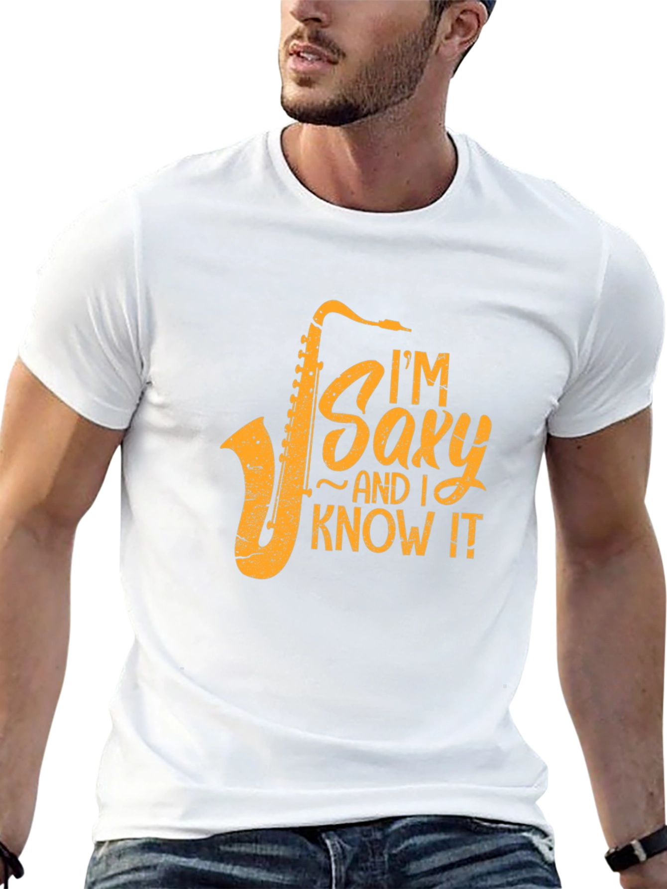 Im Saxy and I Know It Black Cotton Tee