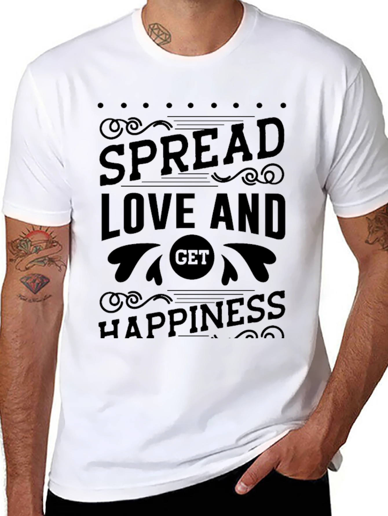 Spread Love and Get Happiness Black Graphic Tee