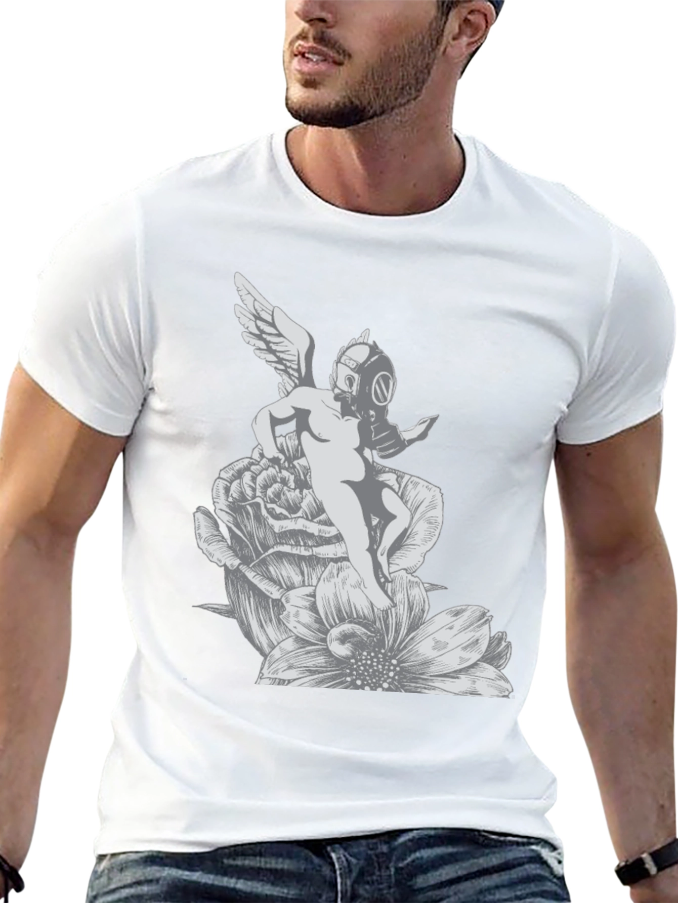 Gas Mask Angel T-Shirt - Unique Graphic Tee