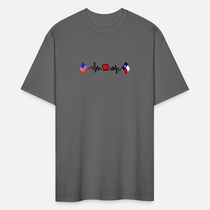 Cardio hartje met Vlag USA en vlag Texas