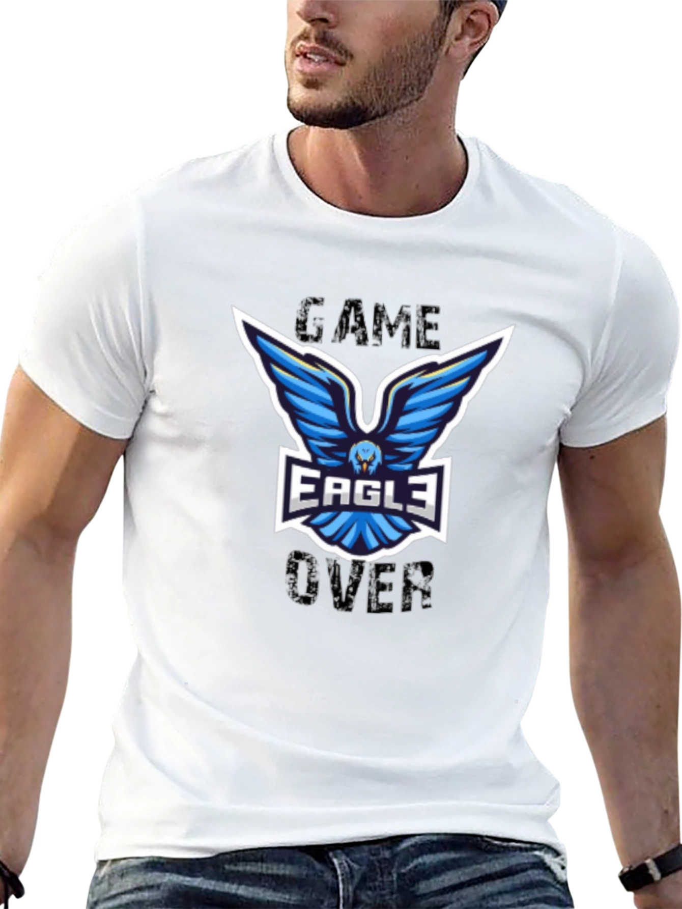 Game Over Eagle Graphic T-Shirt - Black