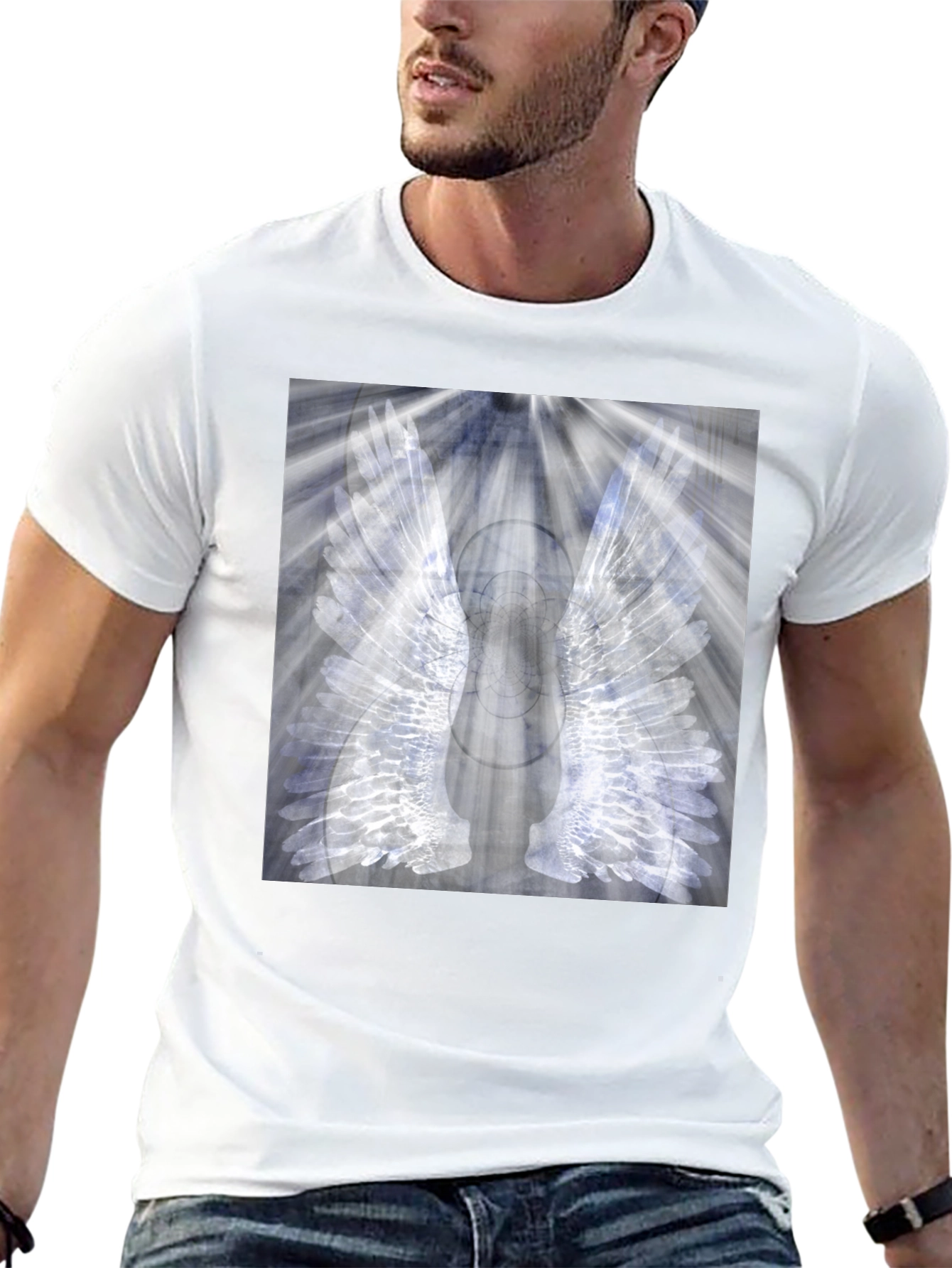 Wings Graphic Black T-Shirt - Unique Angel Design