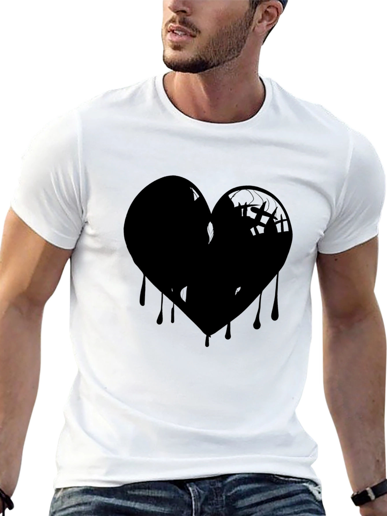 Dripping Heart Graphic Black T-Shirt