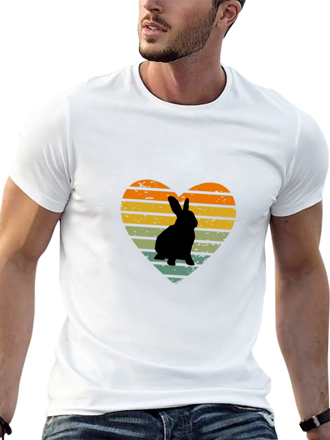 Retro Rabbit Heart Graphic T-Shirt