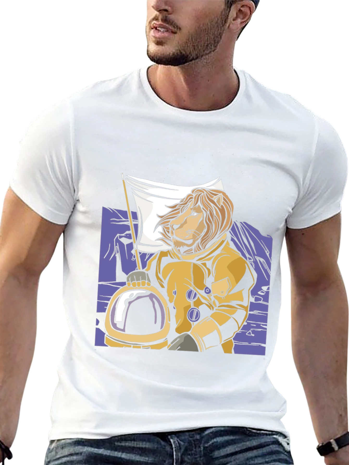 Lion Astronaut Graphic Tee - Black