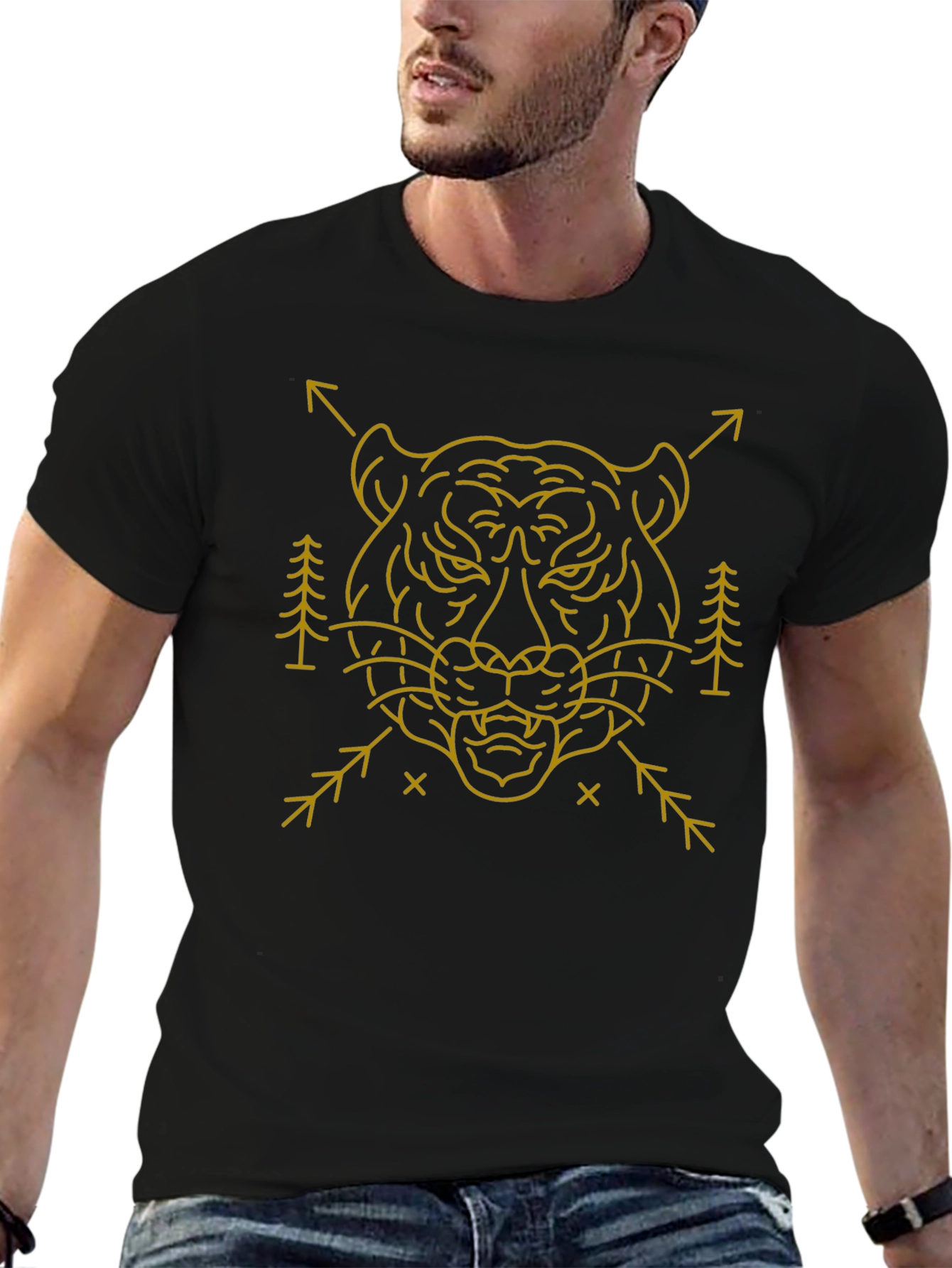 Tiger Graphic Tee - Black Cotton Blend