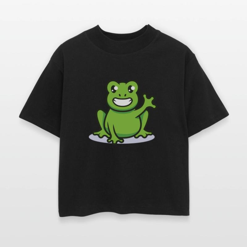 Cute frog sitting and waving