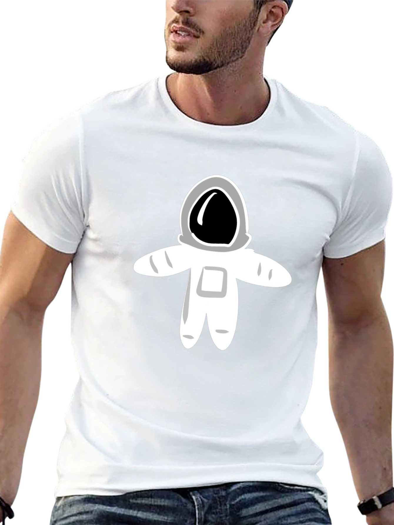Astronaut Graphic Tee - Black Cotton Casual T-Shirt