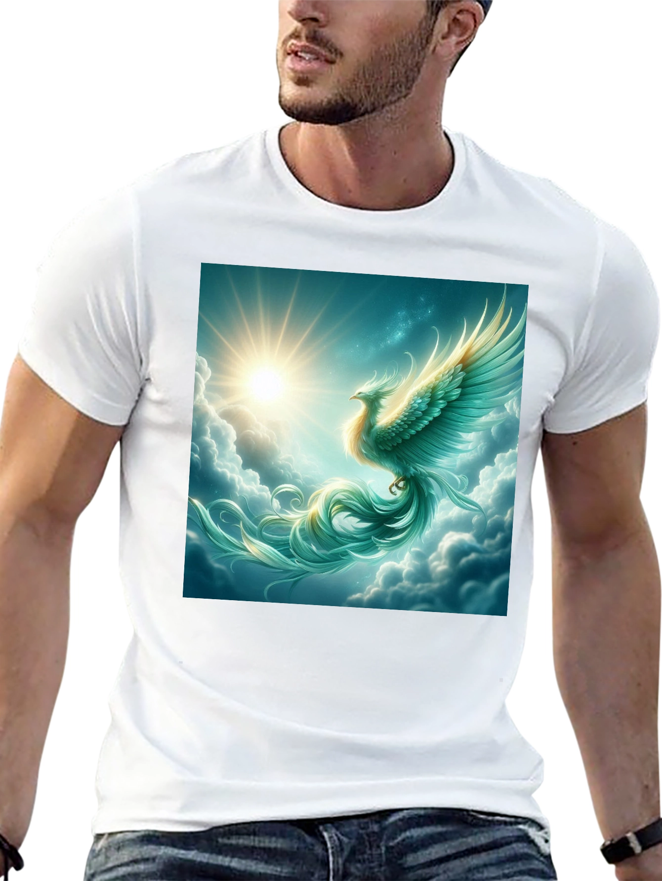 Mystical Phoenix Graphic Tee - Black Cotton Blend