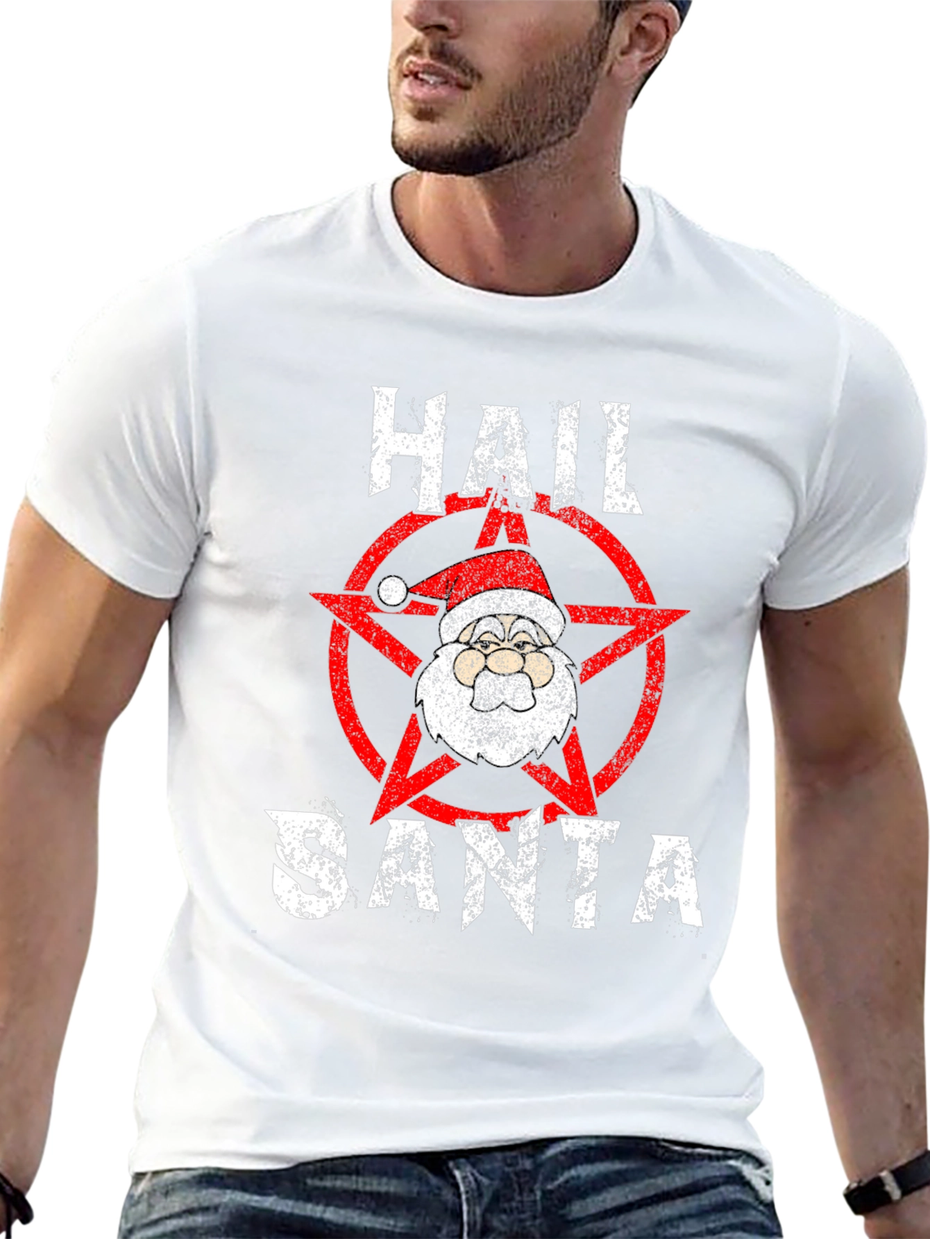Hail Santa Graphic Tee - Black Cotton Blend T-Shirt