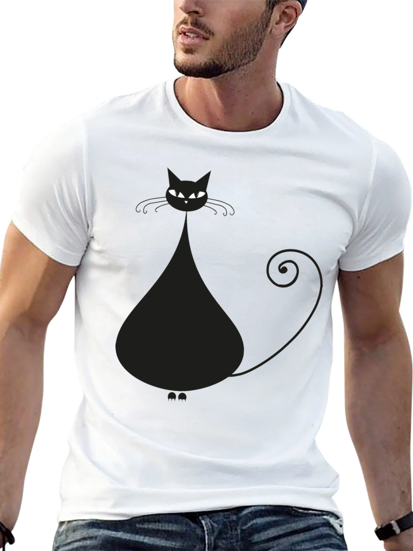 Black Cat Graphic T-Shirt - Mens Casual Tee