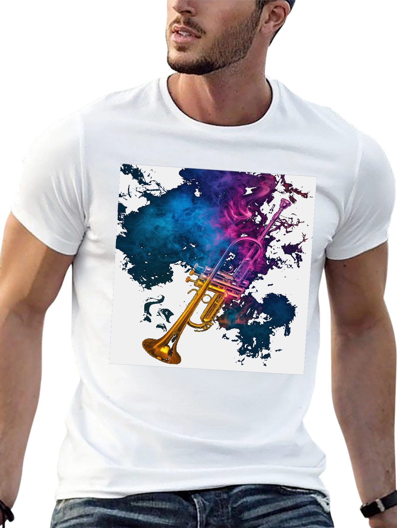 Trumpet Smoke Art Graphic Tee - Music Lovers T-Shirt