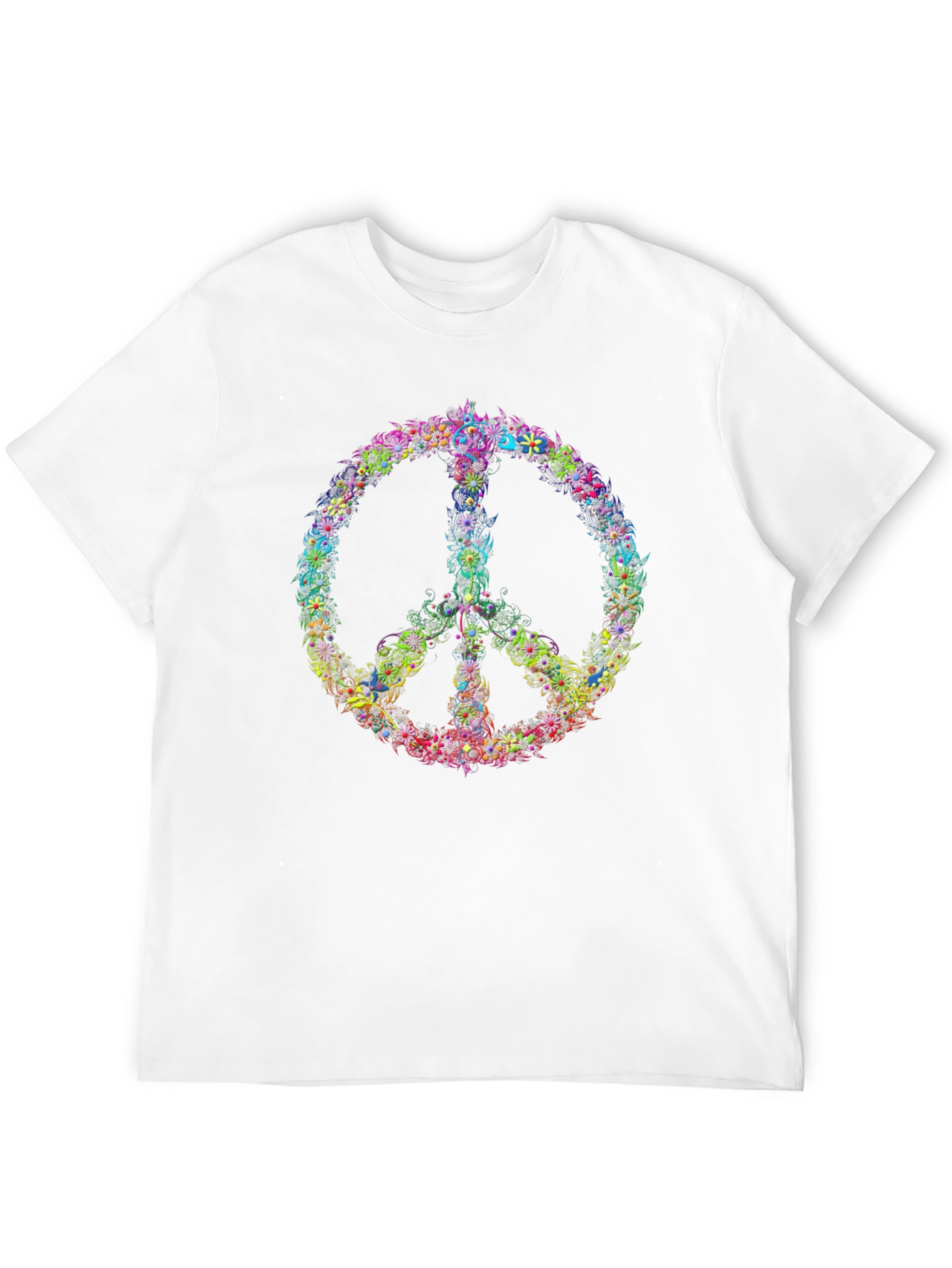 Floral Peace Sign T-Shirt - Black
